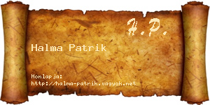 Halma Patrik névjegykártya